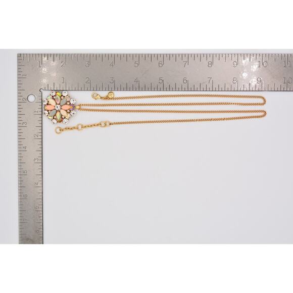 J. Crew Crystal Pendant Necklace Multi-Color Rhinestone Brushed Gold Shiny Bin3A - Picture 12 of 12